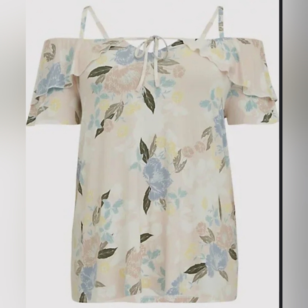 Torrid cold shoulder floral pink top - Picture 2 of 7